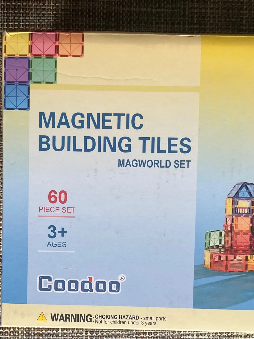 Magnetic Building Tiles - Multicolor 60-Piece Set NWT
